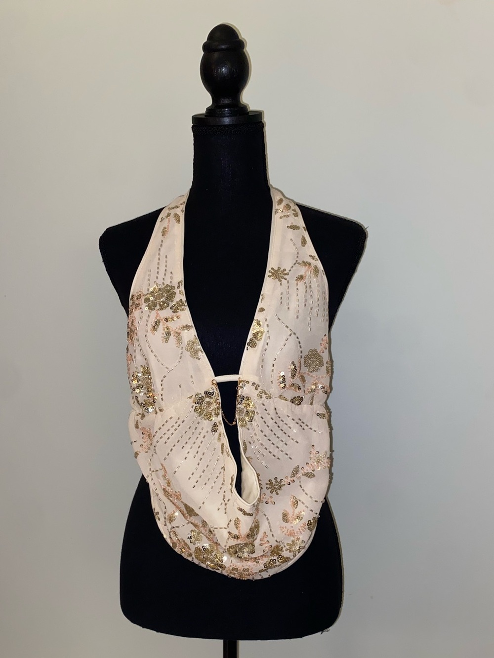 Open Back Sequin Halter Y2K Top
